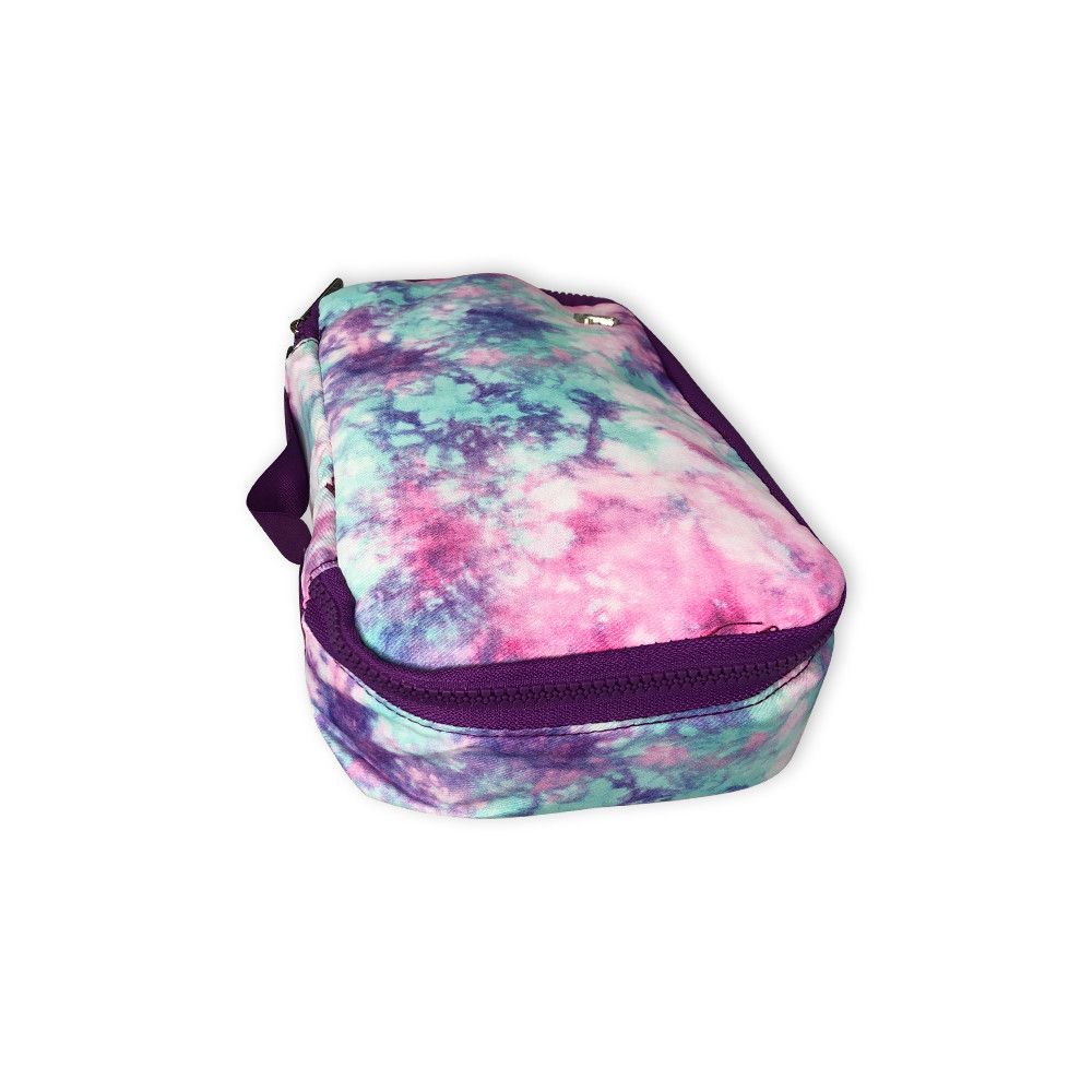 Estojo Escolar Grande Rocie Tie Dye Roxo 2,5 Litros