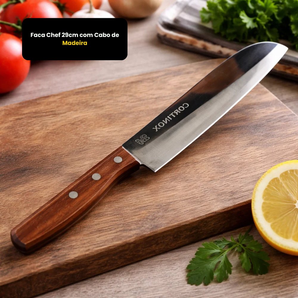 Faca Chef 29cm com Cabo de Madeira — foto 1