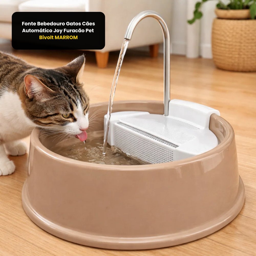 Fonte Bebedouro Furacão Pet Joy Marrom Bivolt 1,5 Litro para Cães e Gatos — foto 1