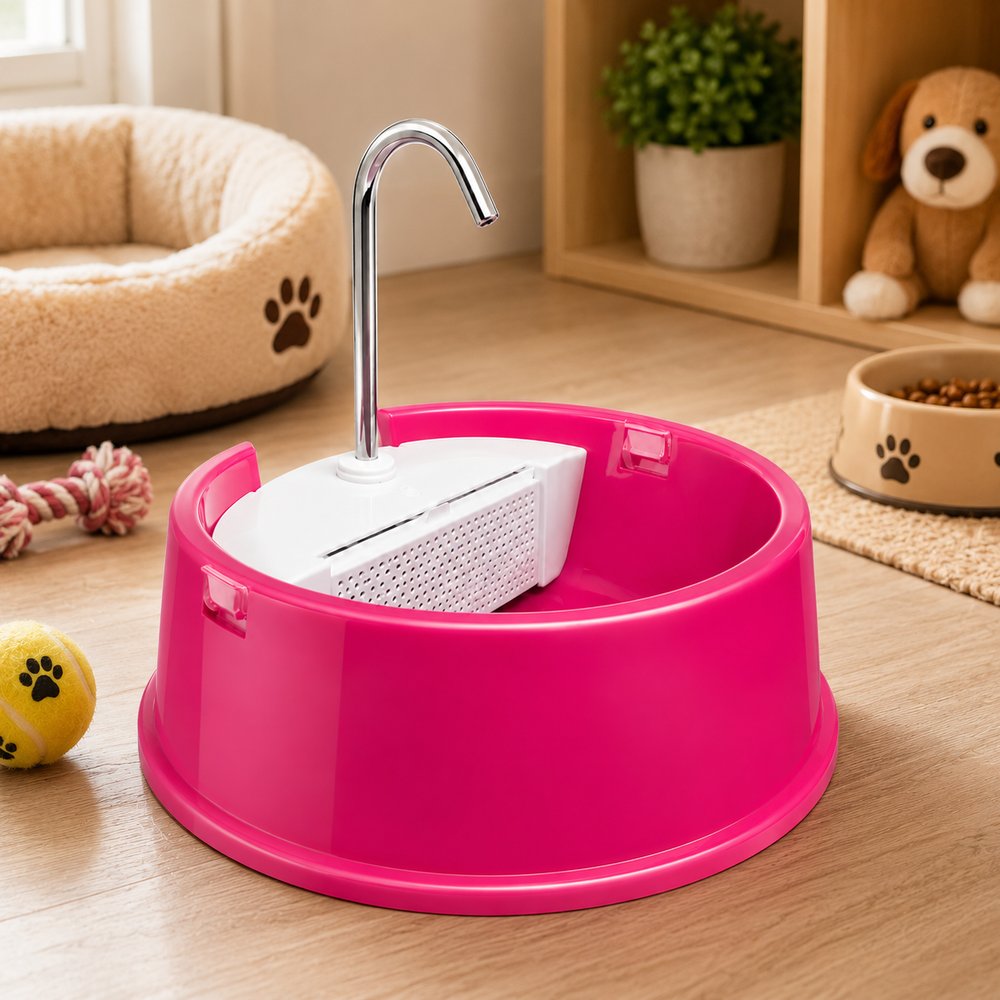 Fonte Bebedouro Furacão Pet Joy Rosa Bivolt 1,5 Litro com Filtro — foto 1