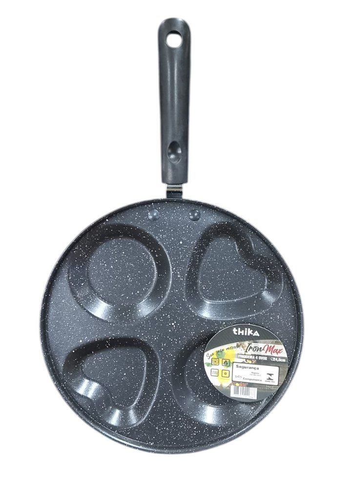 Frigideira Com 4 Divisórias Antiaderente Para Ovos 24,5cm - Preta — foto 1