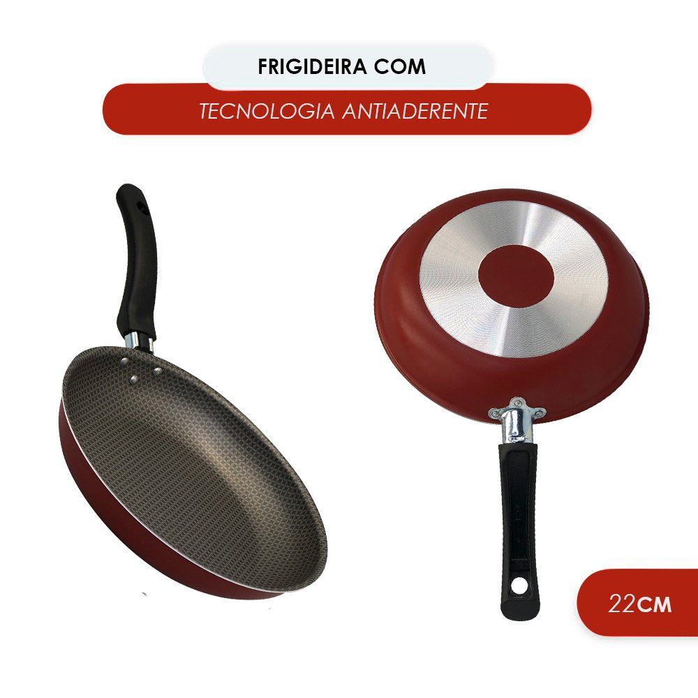 Frigideira Enjoy Francesa 22cm - Vermelho — foto 1