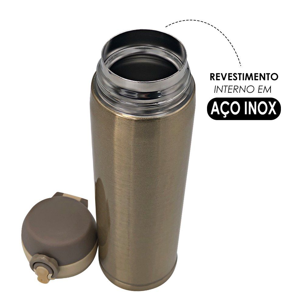 Garrafa Térmica Home & More Dourada 500ml com Trava — foto 1