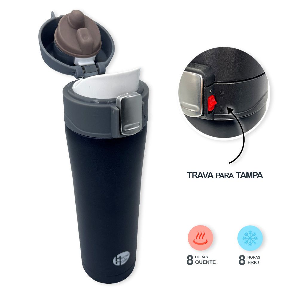 Garrafa Térmica Inox 500ml Azul com Bico Flip Top — foto 1