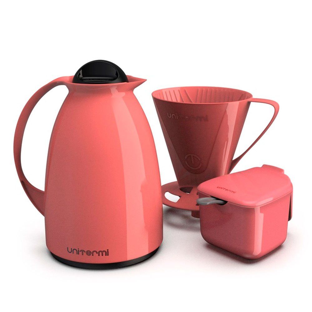Kit Café Unitermi Rosa Garrafa 650ml Açucareiro e Filtro — foto 1
