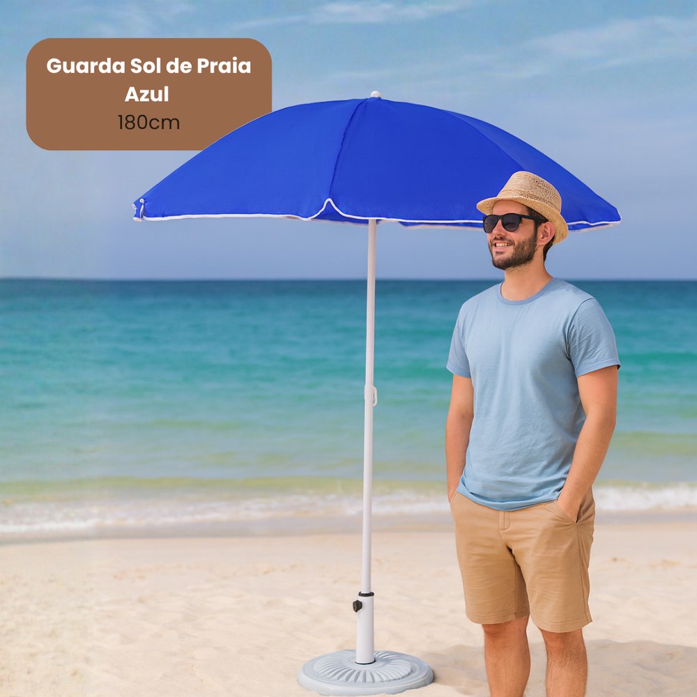 Guarda Sol de Praia Azul - 180cm — foto 1