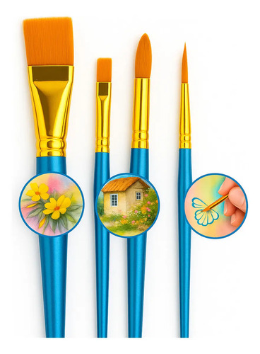Kit 10 Pincéis Artísticos com Cerdas Sintéticas para Pintura
