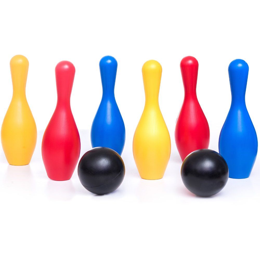 Jogo de Boliche Infantil Colorido 8 Peças com 6 Pinos de 28 cm e 2 Bolas — foto 1