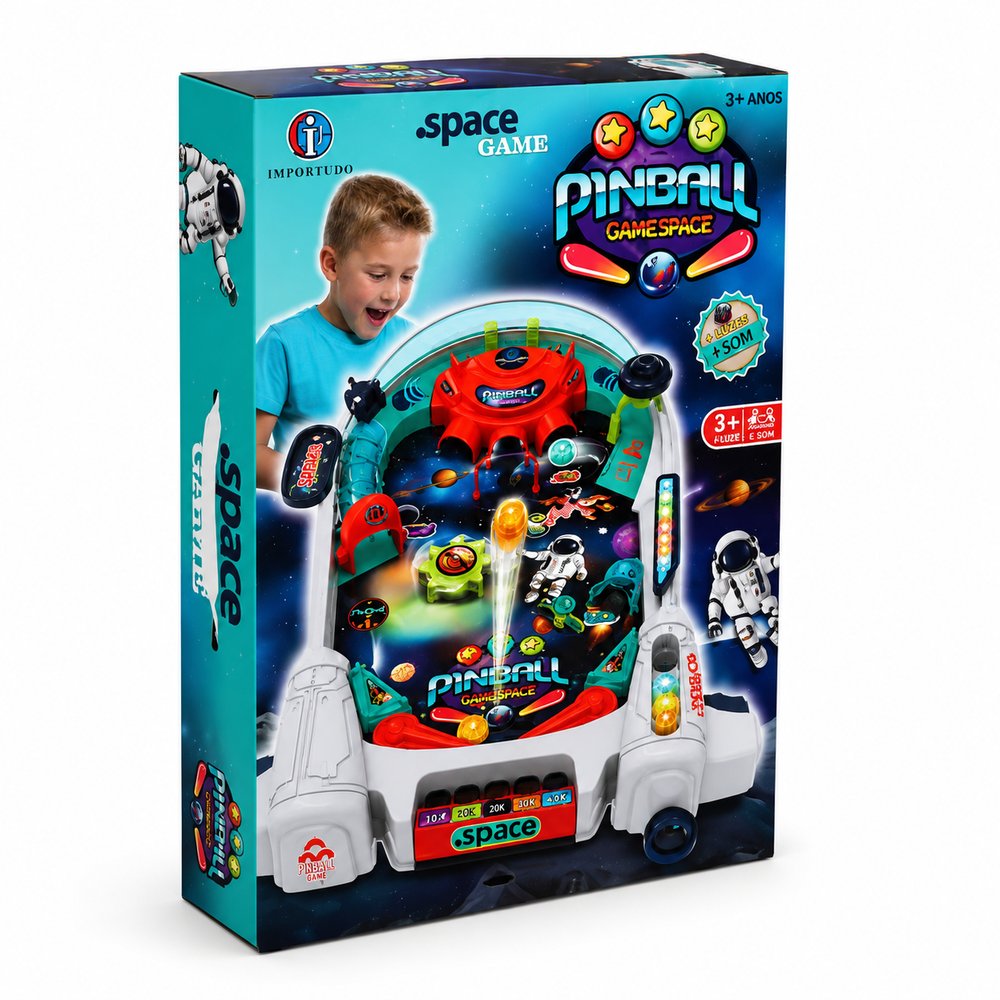 Jogo Pinball Game Space Infantil com Tema Espacial, 8 Bolinhas e Adesivo Decorativo — foto 1