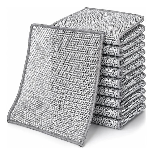 Kit 10 Panos de Aço 20x20 cm Reutilizáveis para Panela e Fogão, Malha de Aço para Gordura e Grelhas