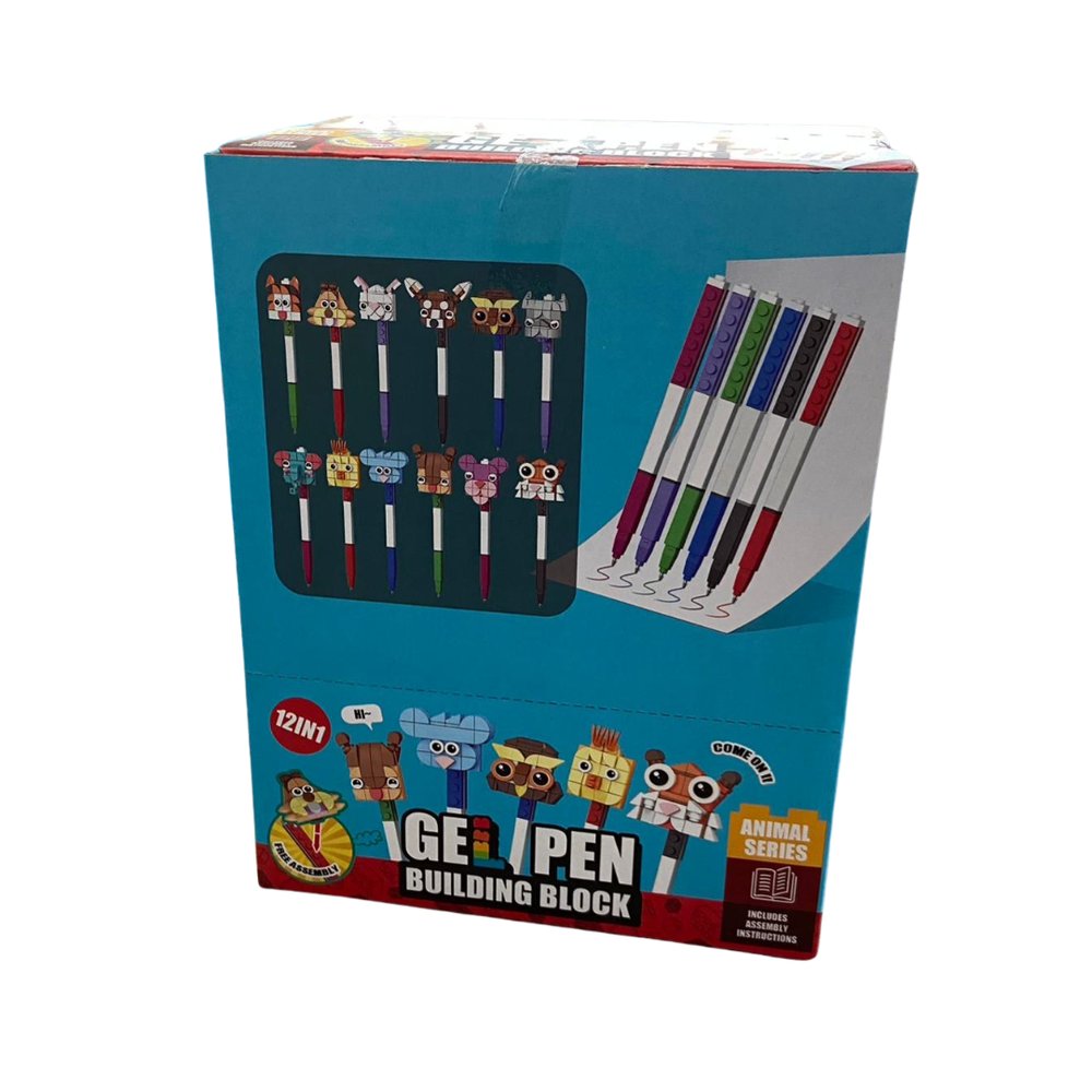 Kit 12 unidades Caneta Blocos coloridos para encaixe - Sortido