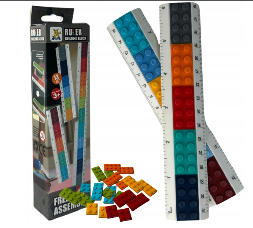 Kit 12 Réguas First 15cm com Blocos de Montar Coloridos