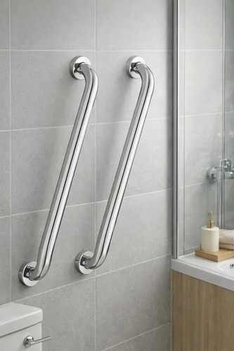 Kit 2 Barras de Apoio em Aço Inox para Banheiro 30 cm