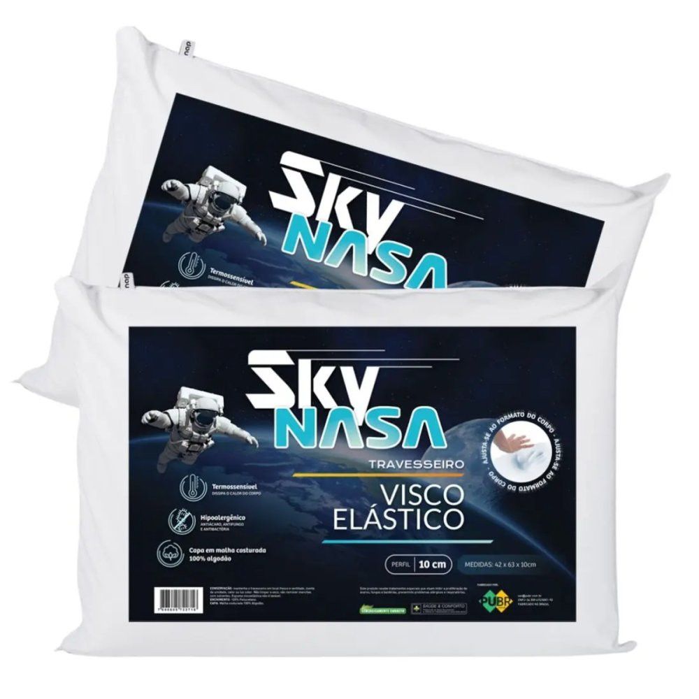 Kit 2 Travesseiros NAP Basic Sky Viscoelástico D30 — foto 1
