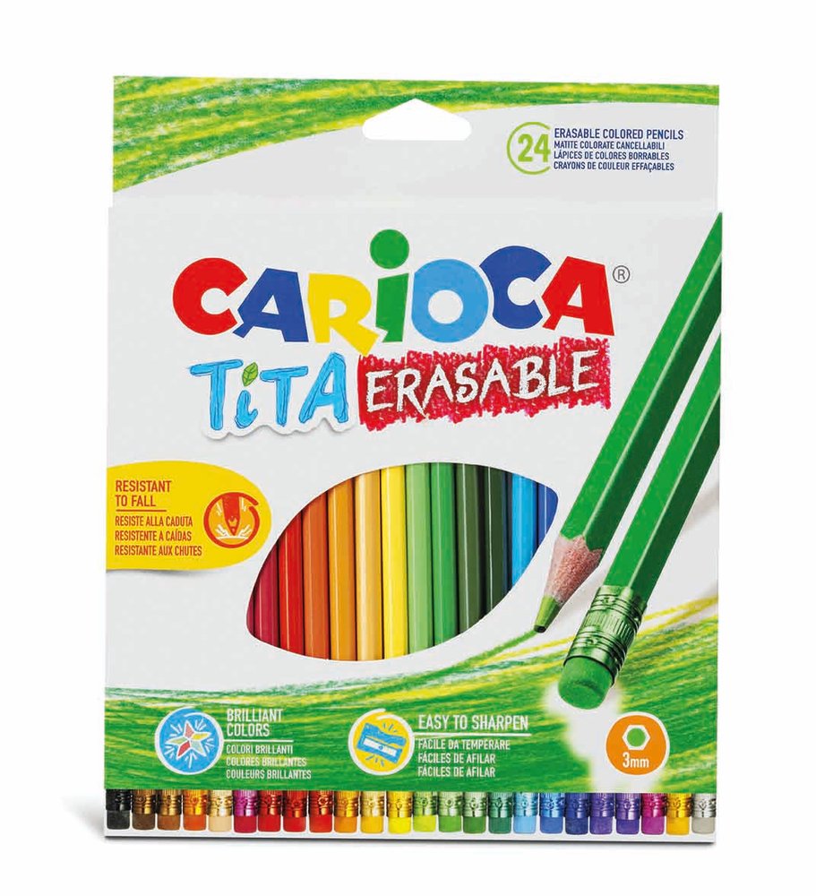 Kit 24 Lápis de Cor Animativa Apagáveis com Borracha