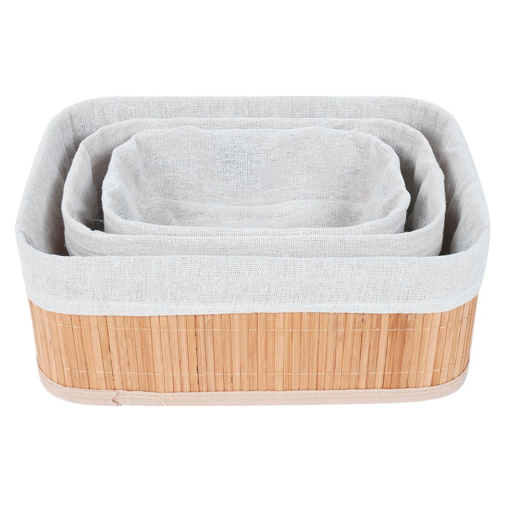 Kit 3 Cestos Organizadores Lehavi Bambu Natural — foto 1