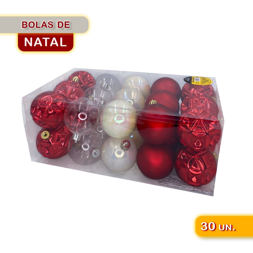 Kit 30 Bolinhas De Natal Enfeite Natalino Vermelho 6cm — foto 1