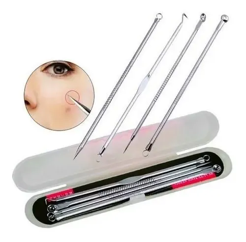 Kit 4 Extratores de Cravos e Espinhas em Aço Inoxidável