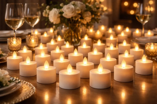 Kit 48 Velas LED Decorativas sem Chama, Luz Amarela Quente