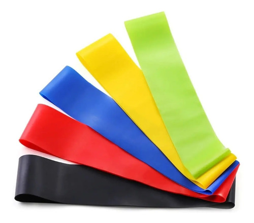 Kit 5 Faixas Elásticas Mini Band para Treino e Pilates