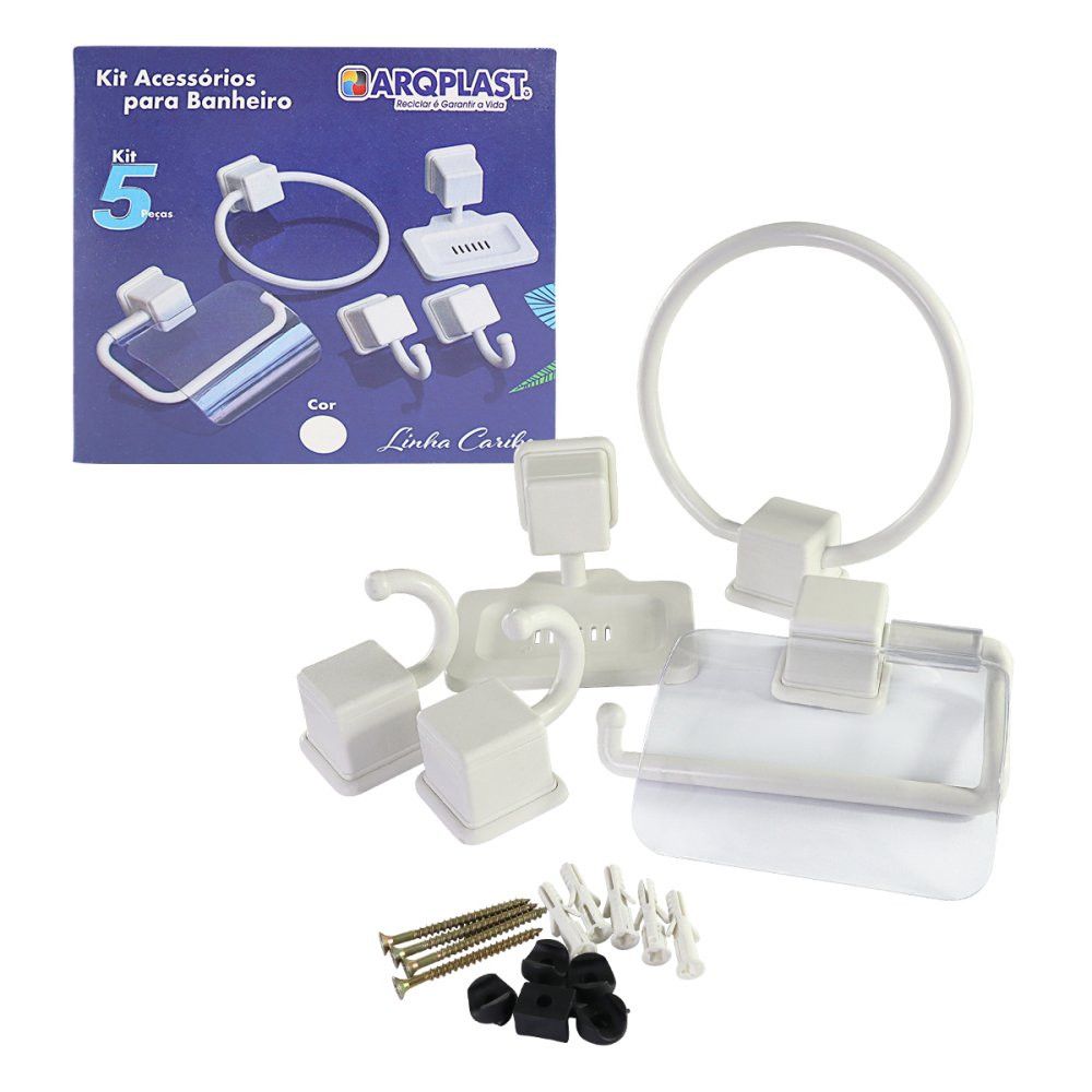 Kit Acessórios de Banheiro com 5 Peças Branco — foto 1