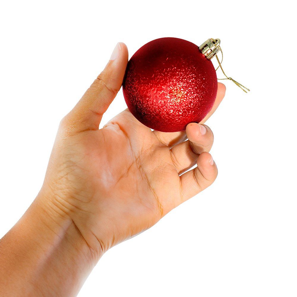 Kit Bolinhas de Enfeite de Natal para Decoração Pendurar 24 Unidades 6cm - Vermelho — foto 1