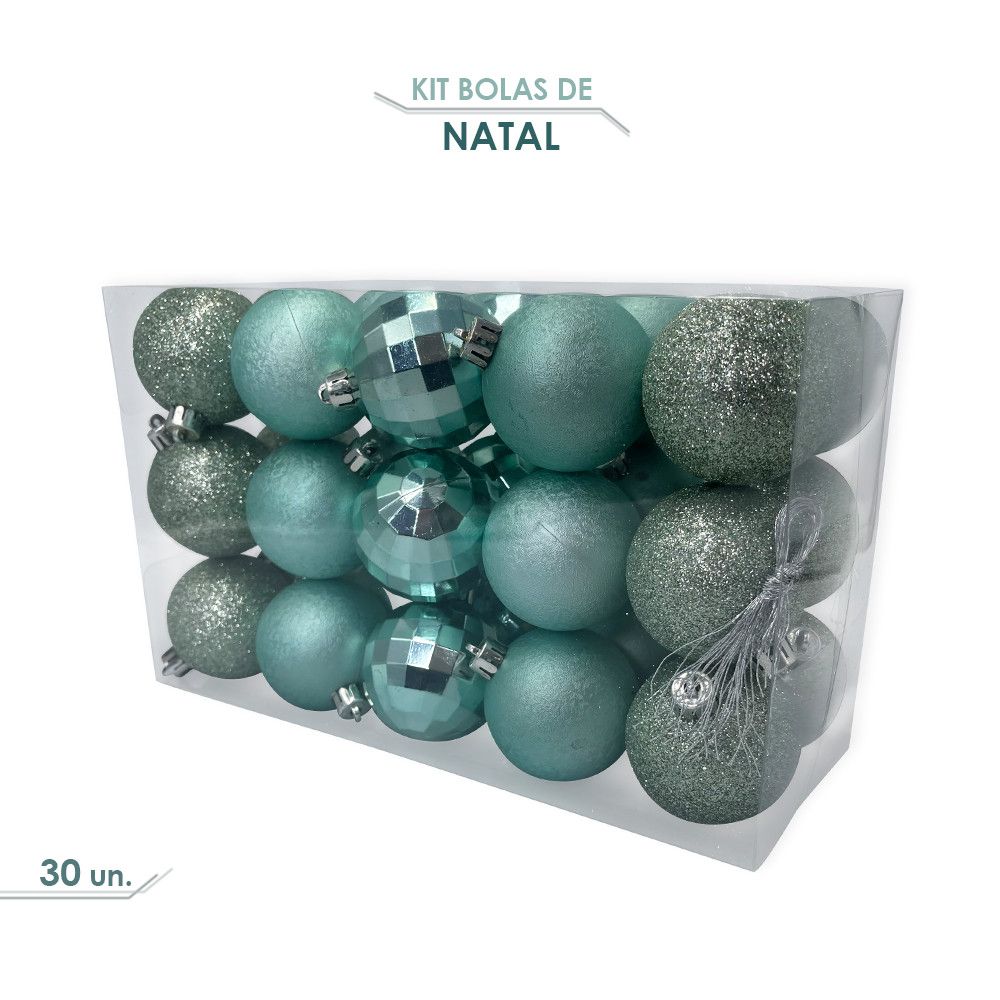 Kit Bolinhas De Natal 5cm Enfeite Natalino 30un Azul — foto 1
