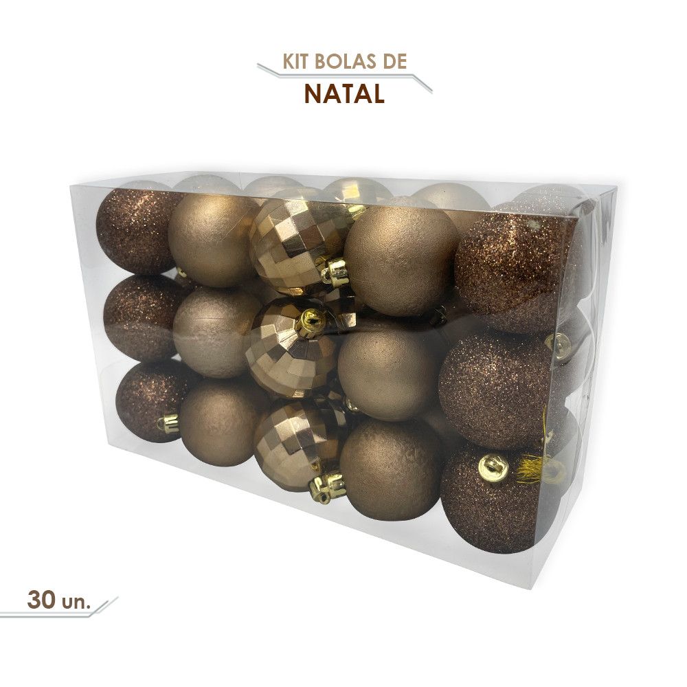 Kit Bolinhas De Natal 5cm Enfeite Natalino 30un Bronze — foto 1