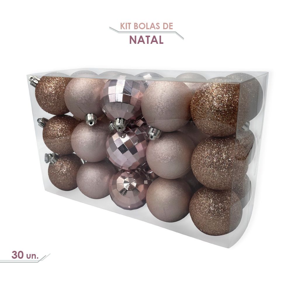 Kit Bolinhas De Natal 5cm Enfeite Natalino 30un Rose — foto 1