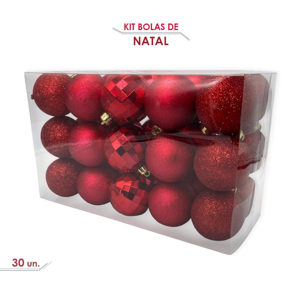Kit Bolinhas De Natal 5cm Enfeite Natalino 30un Vermelho — foto 1