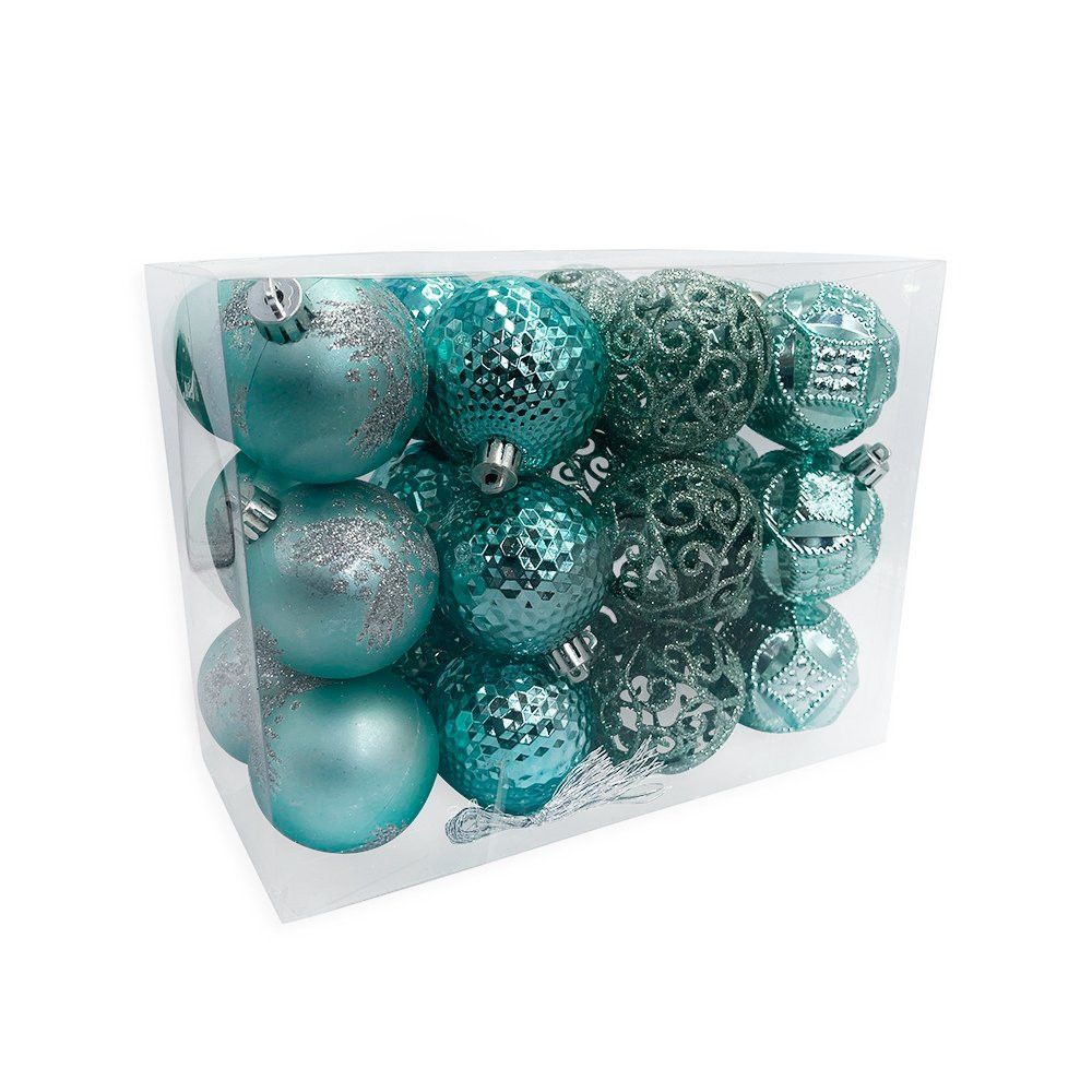 Kit Bolinhas De Natal 6cm Enfeite Natalino 24un Azul — foto 1