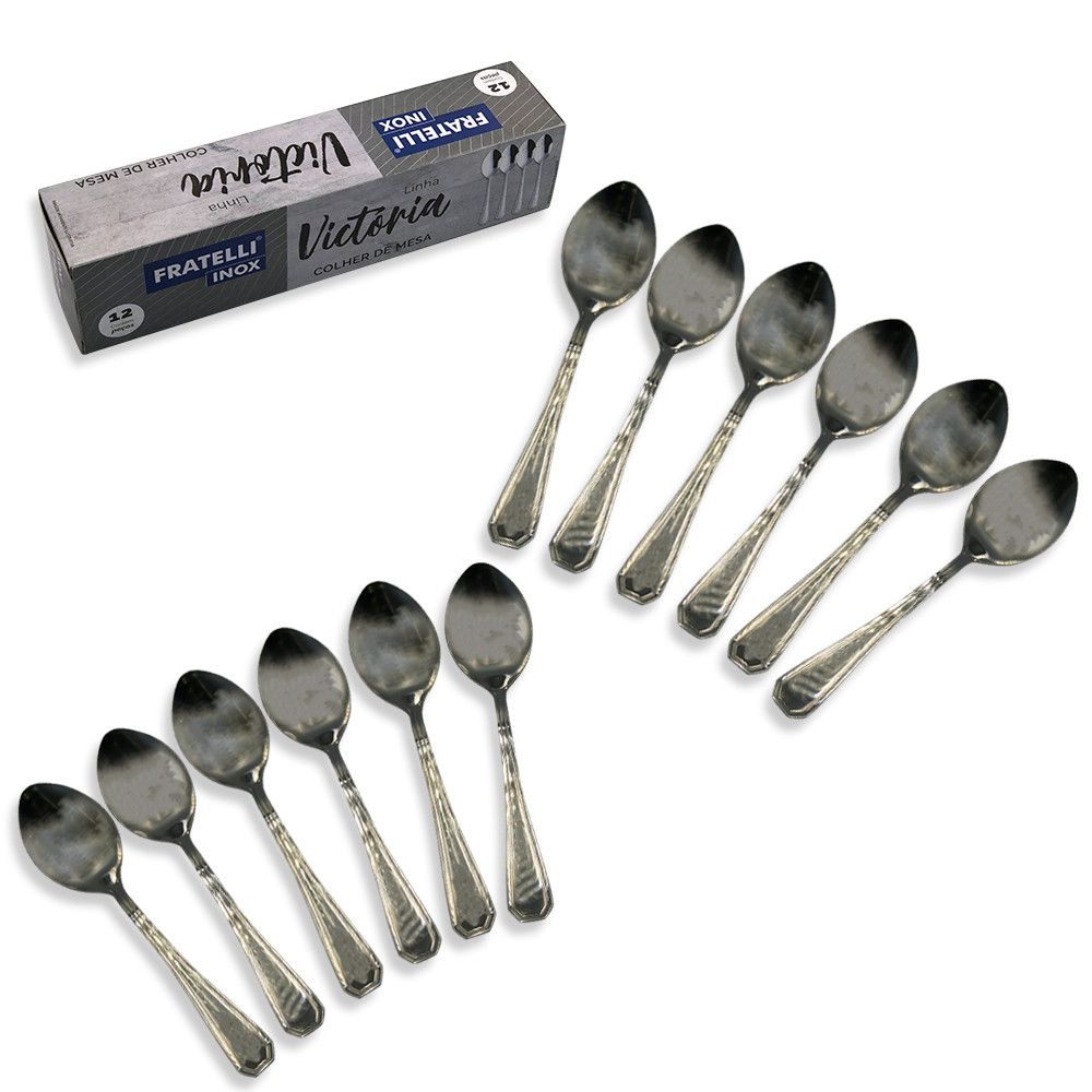 Kit 12 Colheres de Mesa Fratelli Aço Inox 22cm — foto 1