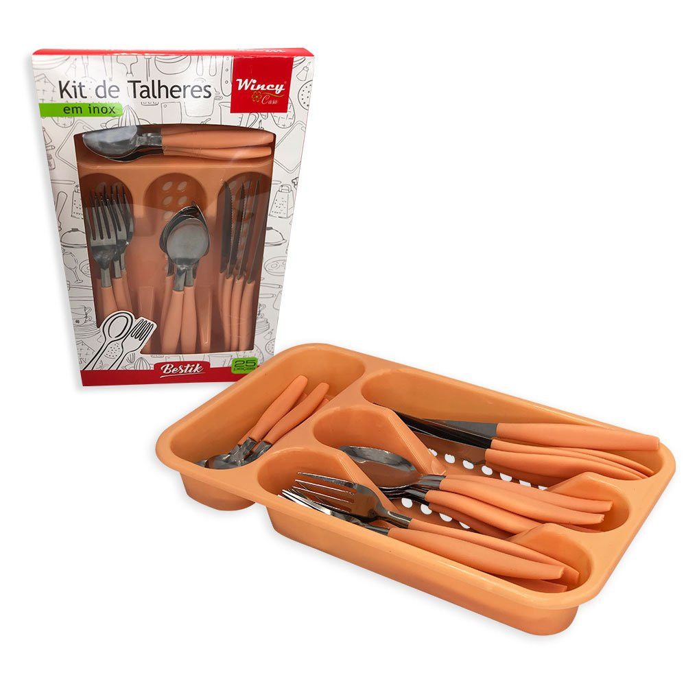 Jogo Talheres Wincy Salmão 25 Peças Inox Organizador — foto 1