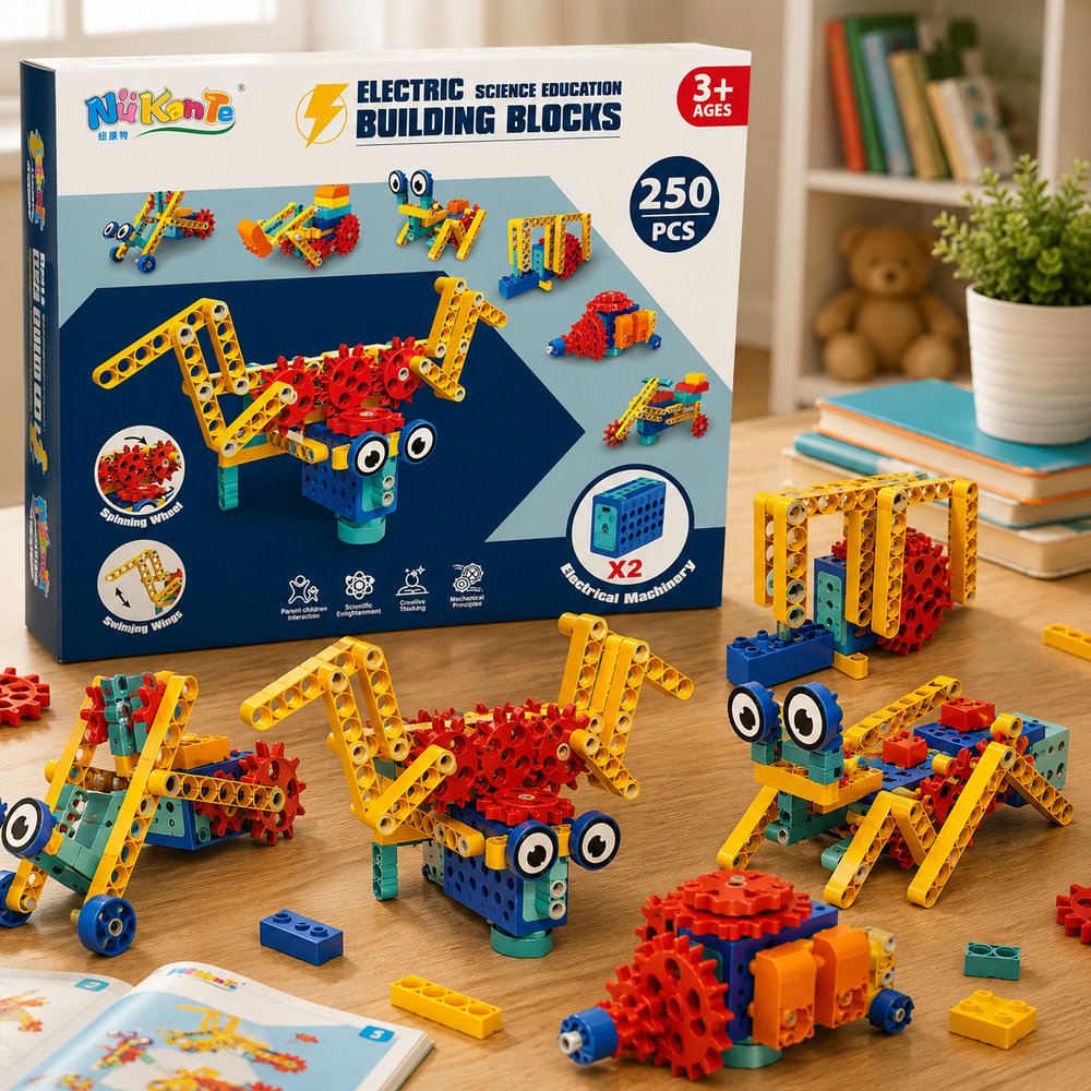 Kit Educativo de Blocos de Montar Elétrico com 250 Peças e 2 Módulos Elétricos — foto 1