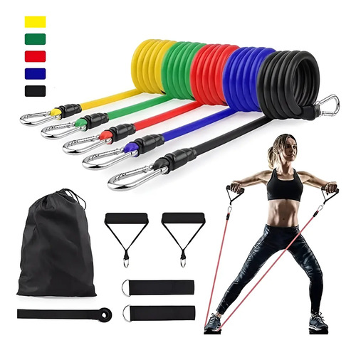 Kit Elástico Extensor 11 Peças para Treino em Casa