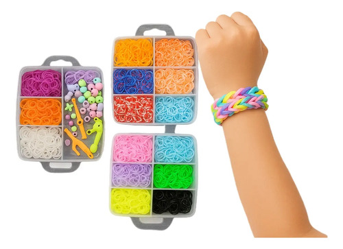 Kit para Fazer Pulseiras com Elásticos, Miçangas e Fechos