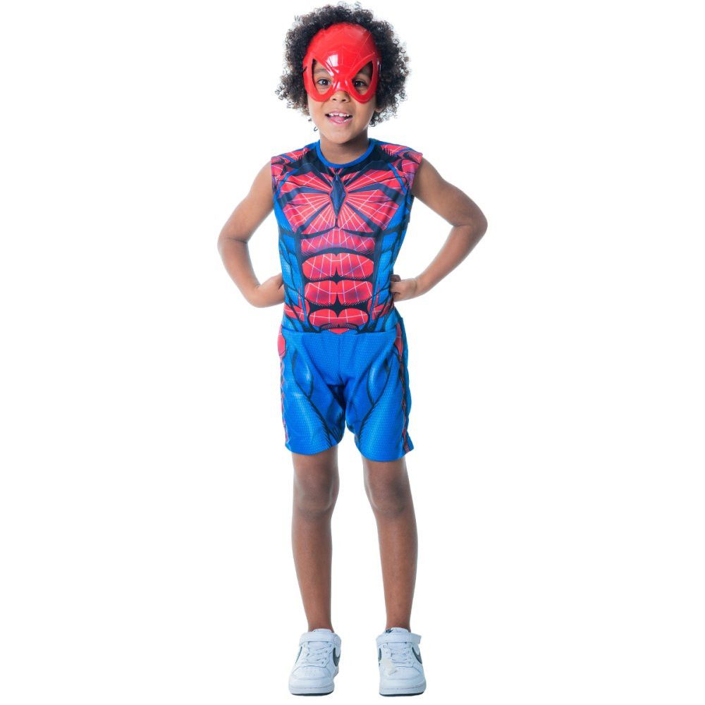 Kit Fantasia Infantil Homem Aranha com Mascara - P — foto 1