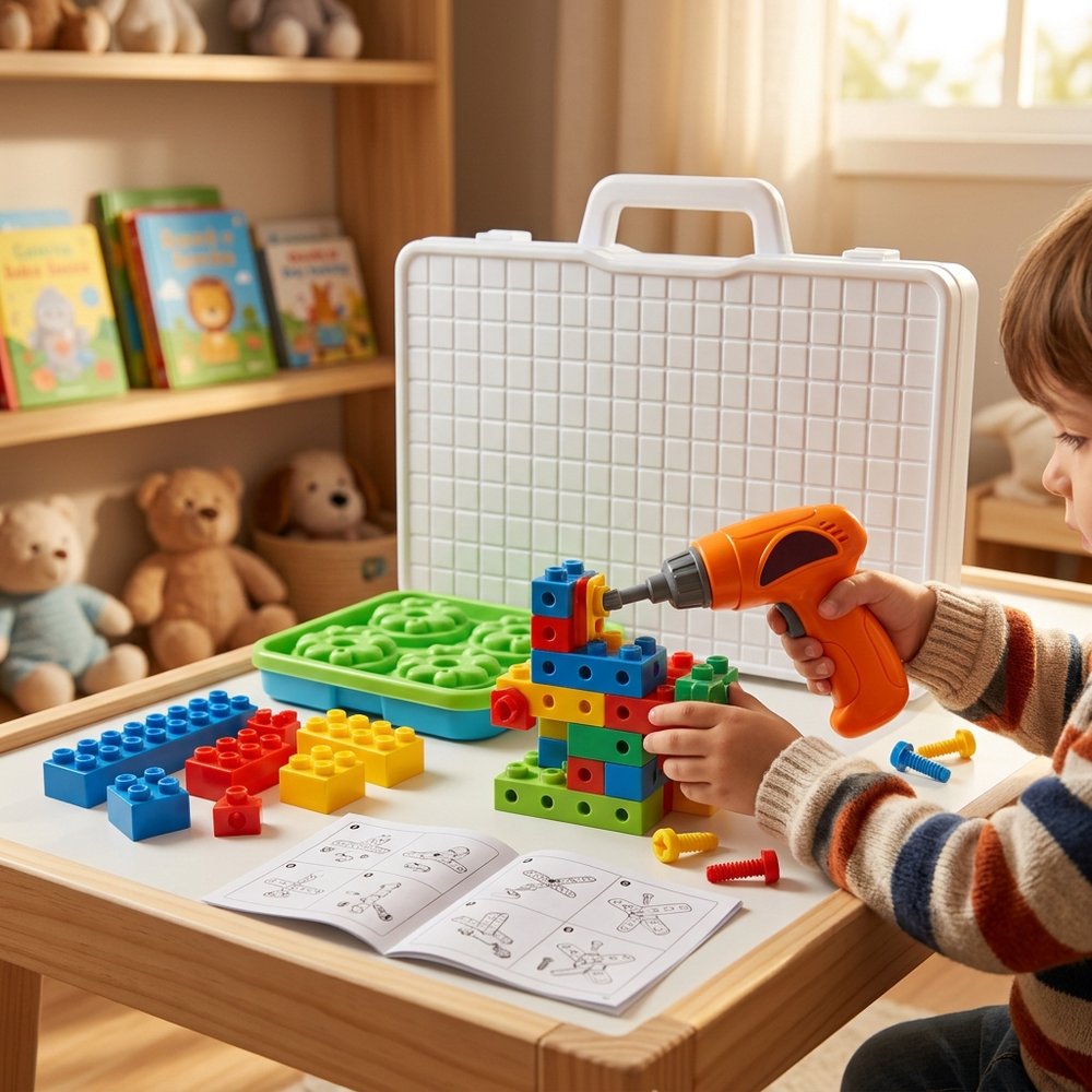 Kit Ferramenta Infantil Parafusadeira De Brinquedo De Montar