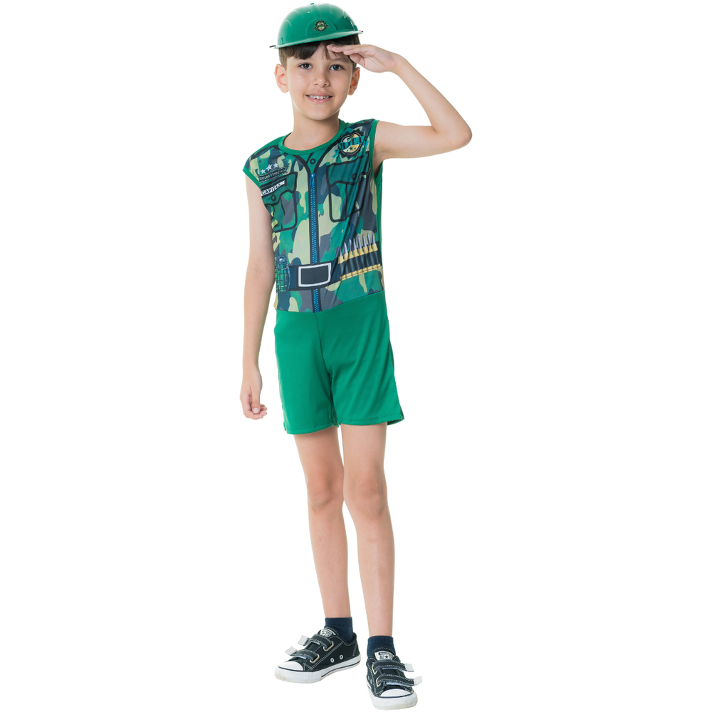 Kit Infantil Fantasia Militar com Capacete - M — foto 1