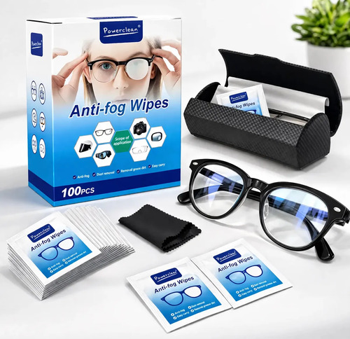 Kit 100 Lenços Antiembaçante Limpa Lentes para Óculos, Celular e Telas em Embalagem Individual