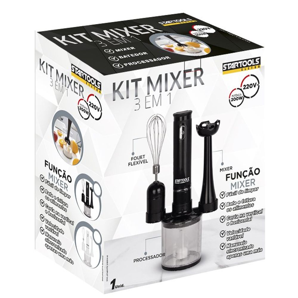 Kit Mixer 3 em 1 Startools 200W 220V Processador e Fouet