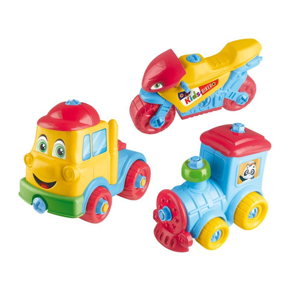 Kit Infantil Moto, Trem e Caminhão Multicoloridos com Adesivos para Crianças a Partir de 3 Anos — foto 1
