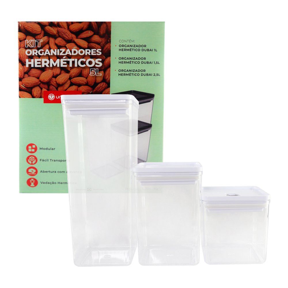 Kit Organizador Hermético Dubai Branco 5 Litros — foto 1