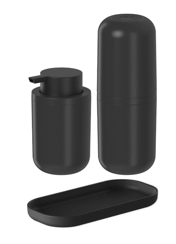Kit Banheiro Martiplast Bold Preto 3 Peças com Bandeja — foto 1