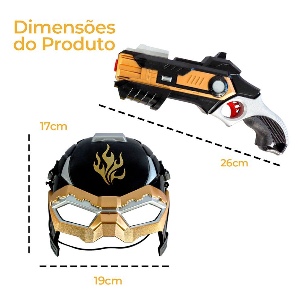 Kit Pistola Lançadora Dardos com Máscara - Preto — foto 1