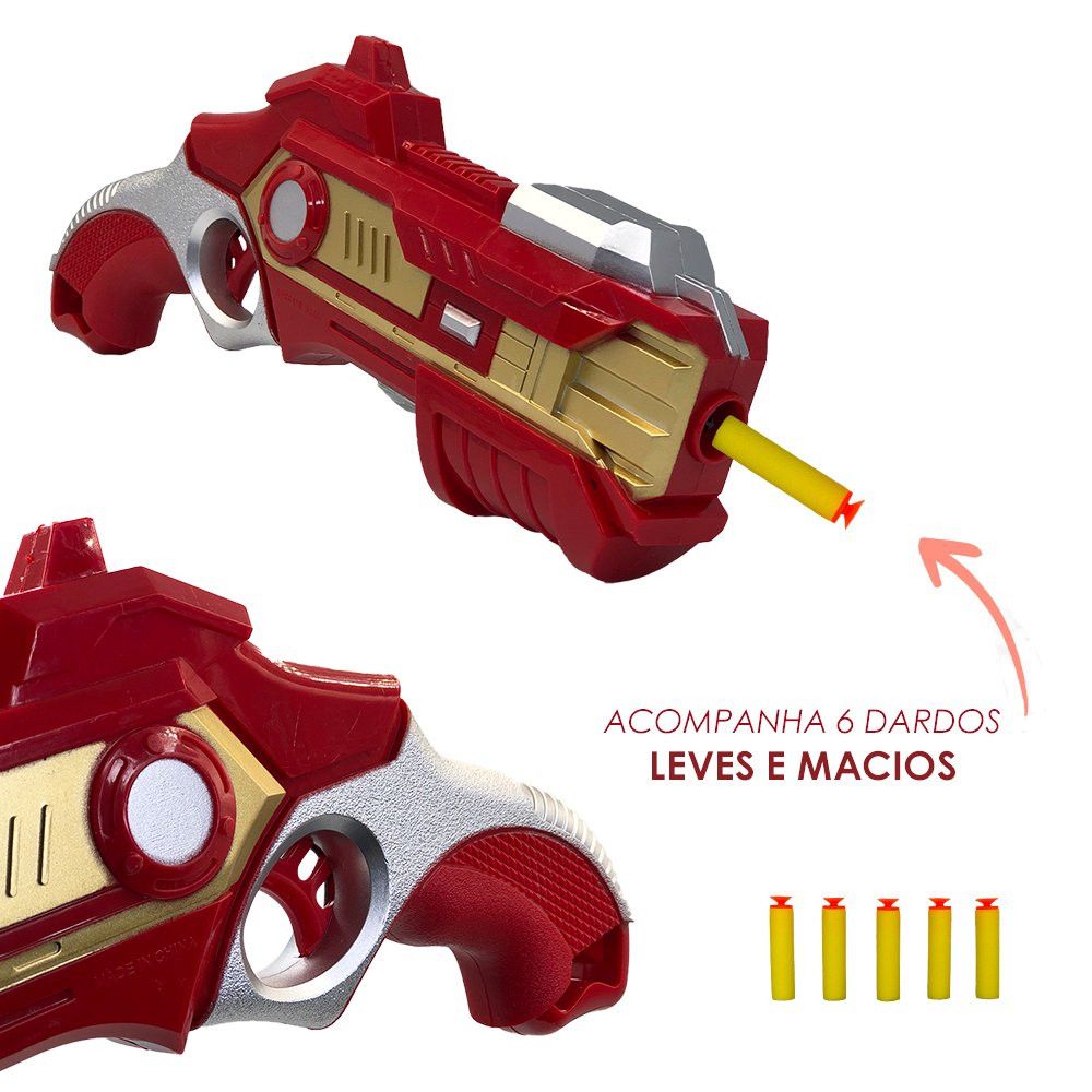 Kit Pistola Lançadora Dardos com Máscara - Vermelho — foto 1