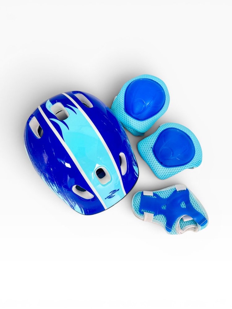 Kit Proteção e capacete Infantil Completo 7 peças - Azul — foto 1