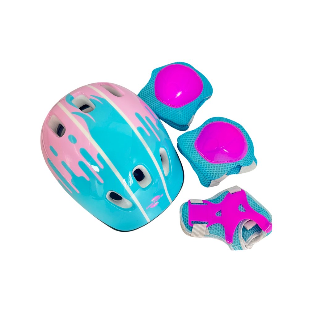 Kit Proteção Infantil 7 Peças Rosa ou Lilás com Capacete, Joelheiras, Cotoveleiras e Munhequeiras — foto 1