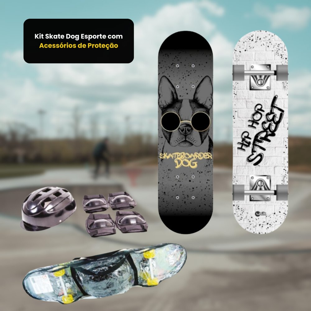 Kit Skate Dog Esporte com Acessórios de Proteção — foto 1