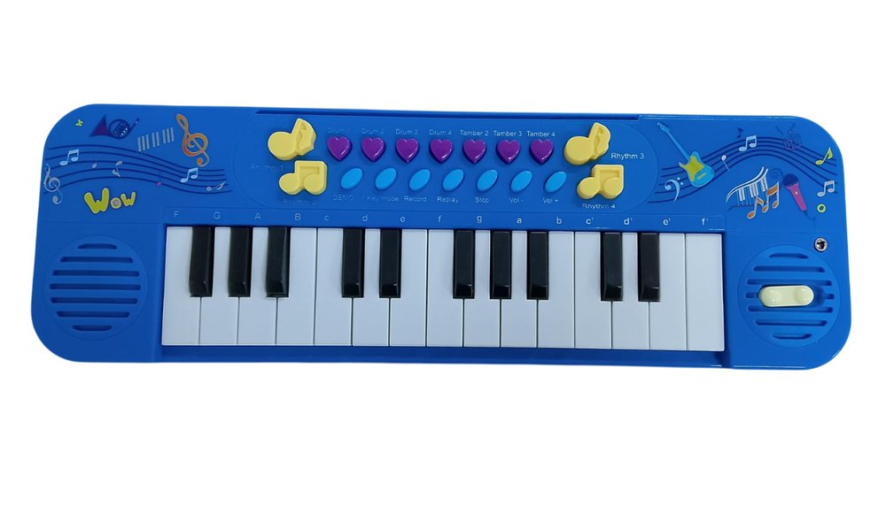 Kit Teclado Musical Infantil com Microfone - Azul — foto 1